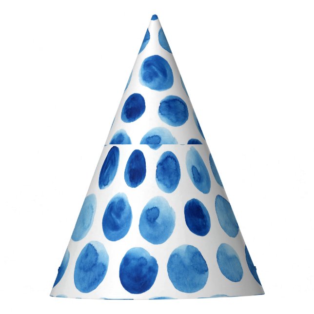Chapéu De Festa Bolinhas azuis, padrão uniforme de aquarela. (Frente)