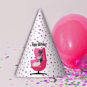 Chapéu De Festa Bolinhas bonito de Cats de Meio século Rosa