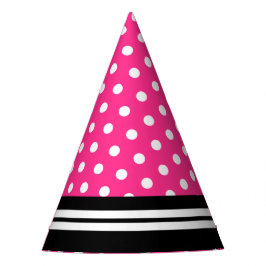 Chapéu De Festa Bolinhas Brancas Diversas Em Preto Cor-De-Rosa-Cor