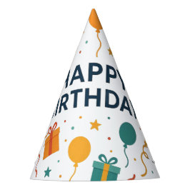 Chapéu De Festa Bolo de Aniversário Divertido Balão e Presentes