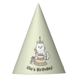 Chapéu De Festa Bolo de Aniversário do Gato Alegre com Design Pers