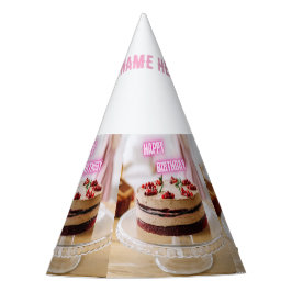 Chapéu De Festa Bolo de Aniversário Imagem Nome Aqui Texto Artesan