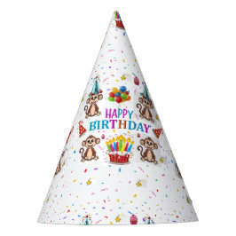 Chapéu De Festa Bolo de macaco Feliz Aniversário Papel