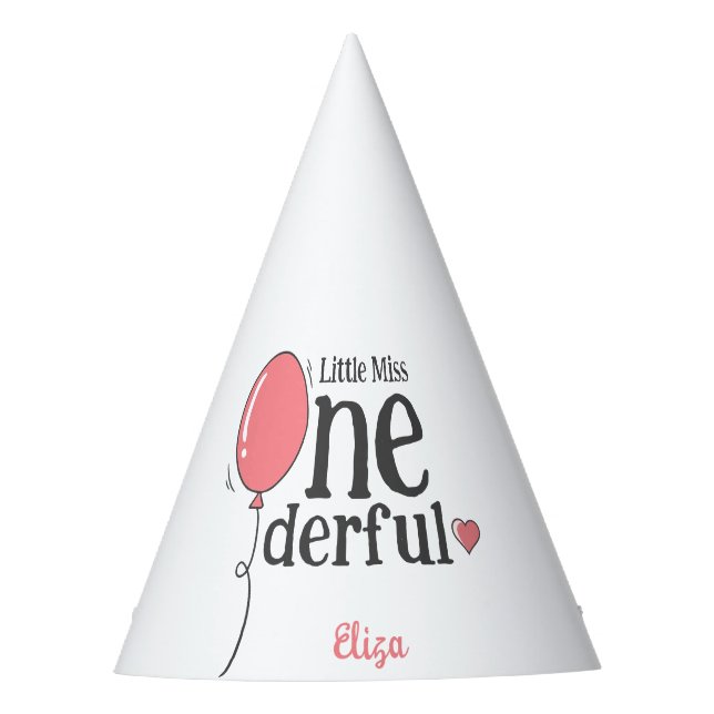 Chapéu De Festa Bonita Ballon Rosa Pequena Senhorita Aniversário M (Frente)