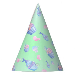 Chapéu De Festa Bonita cupcake-sereia Feliz Aniversário Rapariga