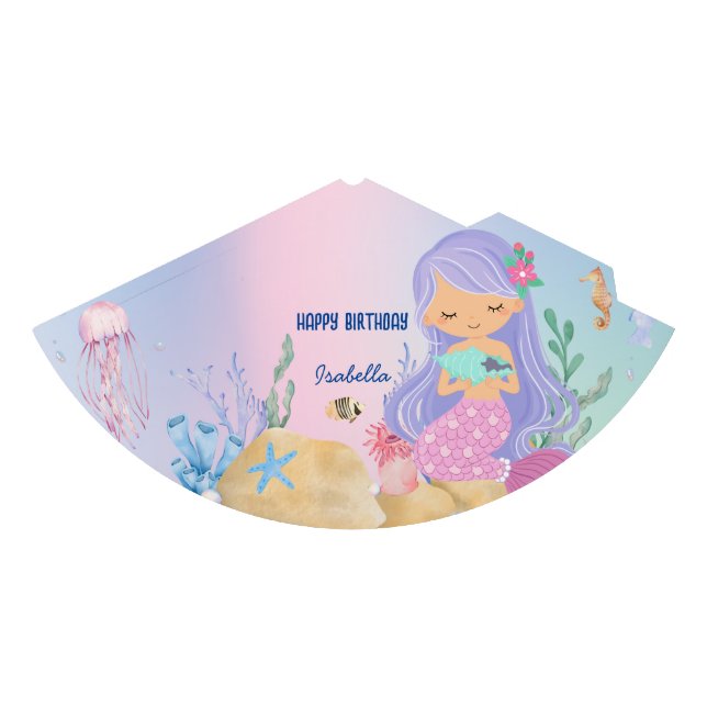 Chapéu De Festa Bonita sereia pastel Arco-íris (Frente)