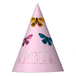 Chapéu De Festa Borboleta rosa-branca Nome Rapariga Aniversário