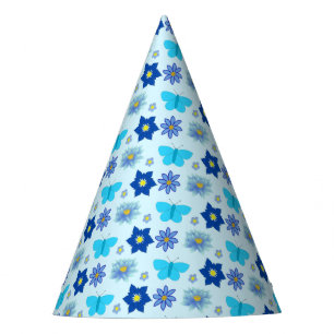 Chapéu De Festa Borboletas e flores de "Baby Boy" azuis