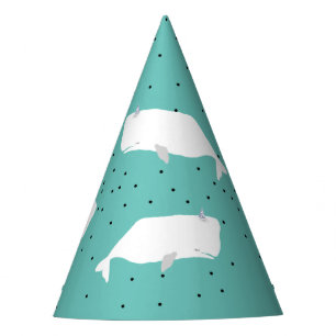 Chapéu De Festa Branca de Baleia Branca Clara, Teal