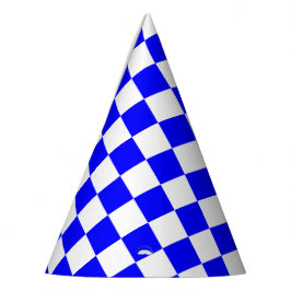 Chapéu De Festa Branco Clássico com Padrão de Quadrado Azul
