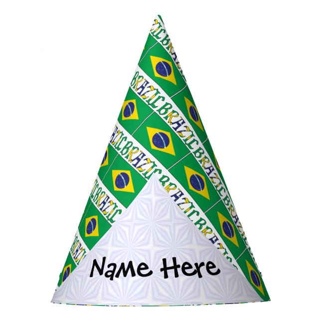 Chapéu De Festa Brasil: Bandeira brasileira enviada personalizada (Frente)