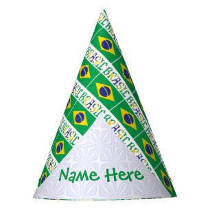Chapéu De Festa Brasil Bandeira Brazil Personalizado em Mosaico 