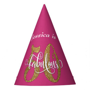 Chapéu De Festa Brilho Dourado 50 & tipografia fabulosa no rosa