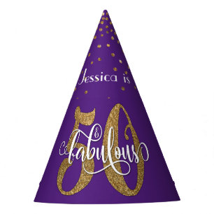 Chapéu De Festa Brilho Dourado 50 & tipografia fabulosa no roxo
