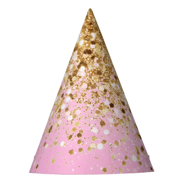 Chapéu De Festa Brilho Rosa Dourado nº 1 (Frente)
