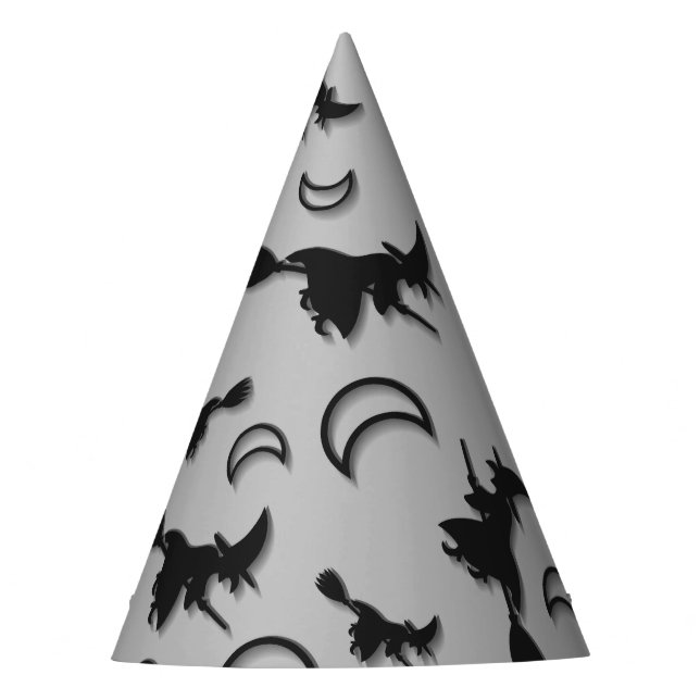 Chapéu De Festa Bruxa voadora entre meia lua na noite de Halloween (Frente)