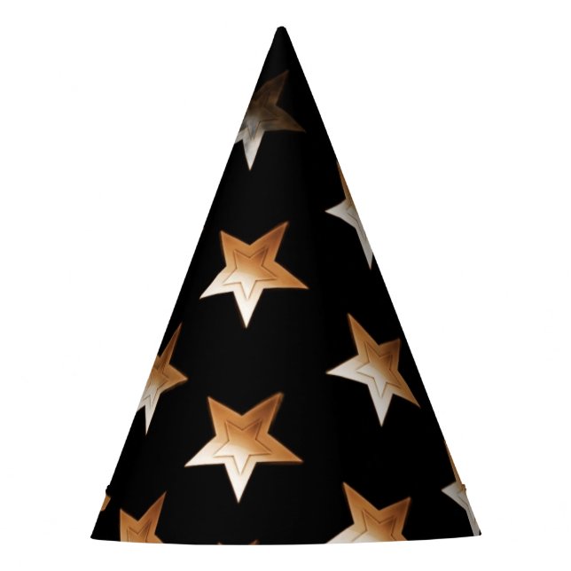 Chapéu De Festa Bruxo Preto Estrela Dourada Fofo (Frente)
