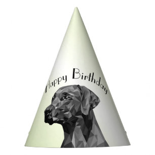 Chapéu De Festa Cachorro Geométrico Cinza Feliz Aniversário Verde