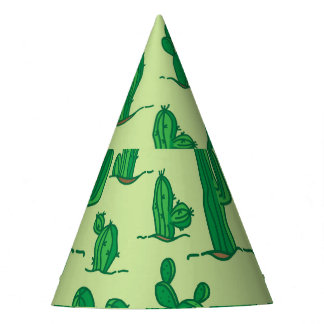 Chapéu De Festa Cacto desenhado à mão: padrão sem costura.