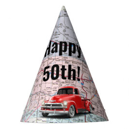 Chapéu De Festa Caminhão Retro no Mapa 50º Aniversário