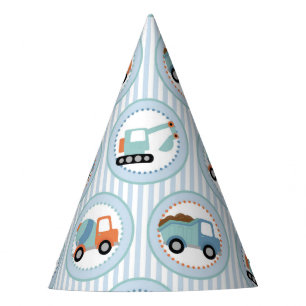 Chapéu De Festa Caminhões da construção - branco azul bonito