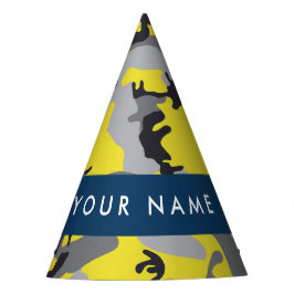 Chapéu De Festa Camuflagem Amarela e Cinza Seu nome Personaliza