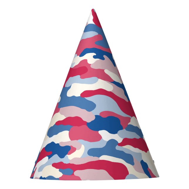 Chapéu De Festa Camuflagem Azul e Branco Vermelho (Frente)