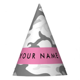 Chapéu De Festa Camuflagem Cinza Neve de Inverno Personalize seu n
