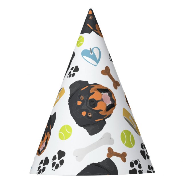 Chapéu De Festa Cão de sorriso Rottweiler (Frente)