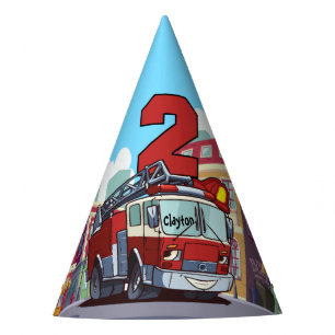 Chapéu De Festa Carro de bombeiros do segundo aniversário