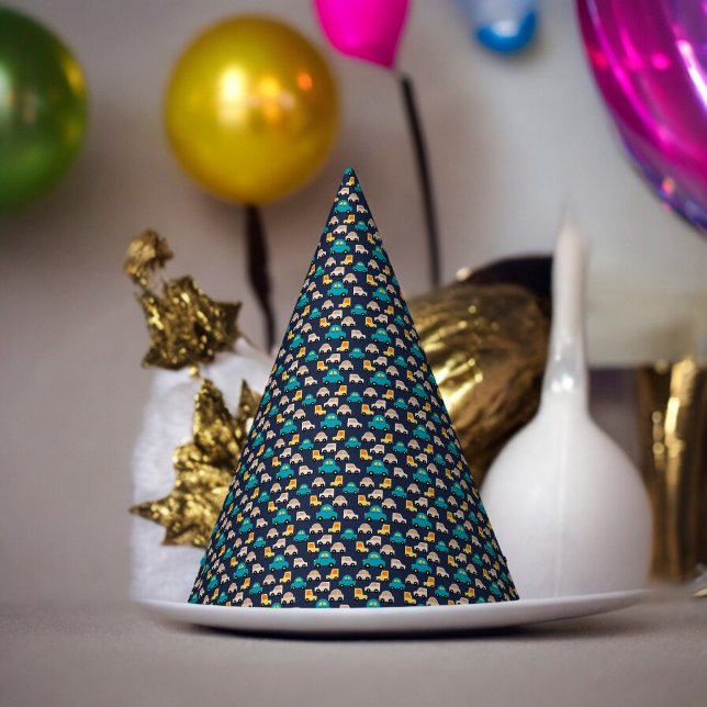 Chapéu De Festa Cartografia de Carros Multicolores (Toy car cartoon Paper party hat, Kids,adults,party birthday hat,Baby Shower,wedding,celebration hat)