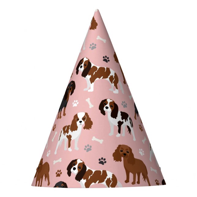 Chapéu De Festa Cavalier King Charles Spaniel Paws e Bones (Frente)