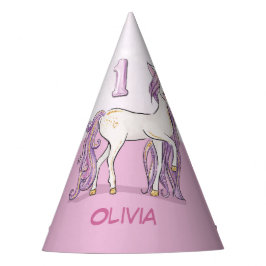 Chapéu De Festa Cavalo Cor-de-Rosa primeiro aniversario de Nome Pe
