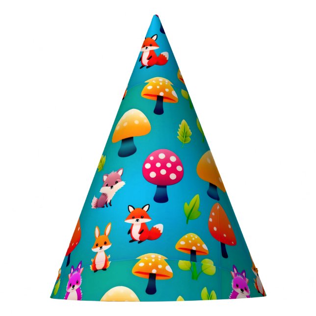 Chapéu De Festa Cena Florestal Divertida Com Animais Fofos (Frente)