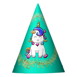 Chapéu De Festa Cerceta colorida do aniversário do unicórnio do