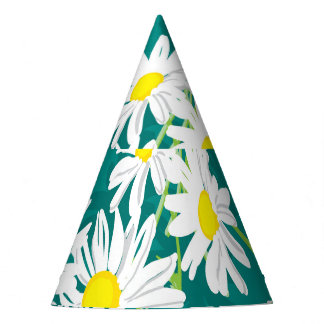 Chapéu De Festa Chamomile Turquoise: Ilustração Sem Costura Floral
