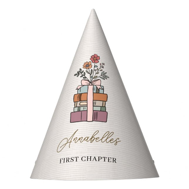 Chapéu De Festa Chapter One First Birthday Book Themed Girls Boho  (Frente)