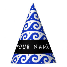 Chapéu De Festa Chave Grega Meander, Chave Wave, Azul, Seu Nome