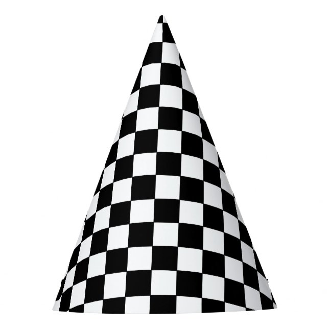 Chapéu De Festa Checkered White and Black  (Frente)