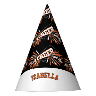 Chapéu De Festa Cheerleader em preto, branco e laranja
