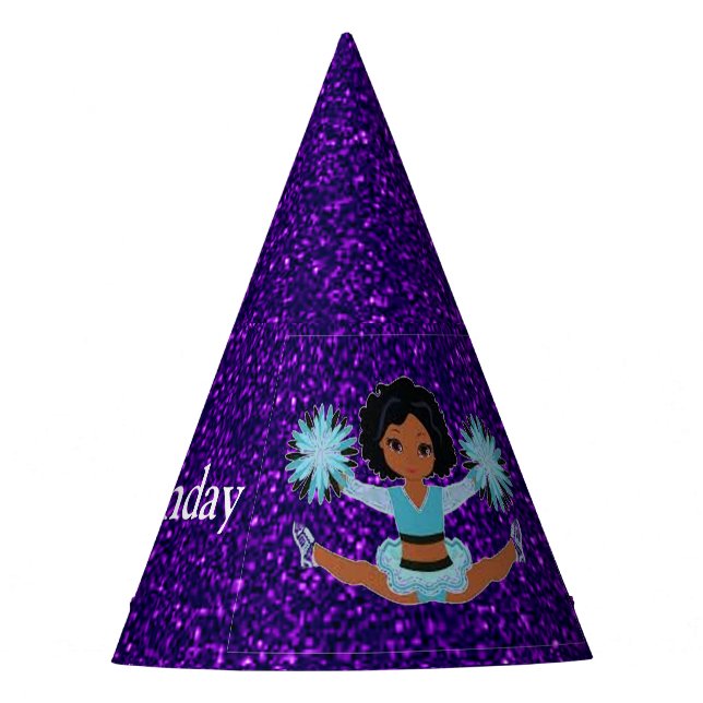 Chapéu De Festa Cheerleader "Parabéns" Roxo Sparkle (Frente)