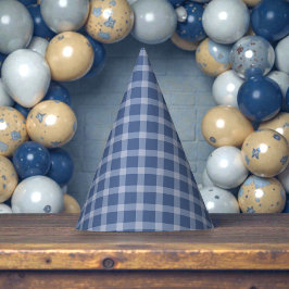 Chapéu De Festa Child's Blue Gingham Birthday