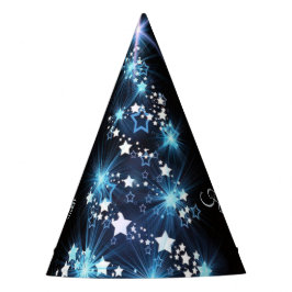Chapéu De Festa Christmas Party Blue Tree Shiny Black Elegant