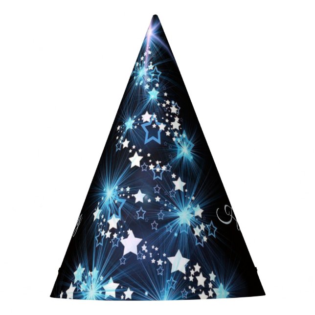 Chapéu De Festa Christmas Party Blue Tree Shiny Black Elegant (Frente)