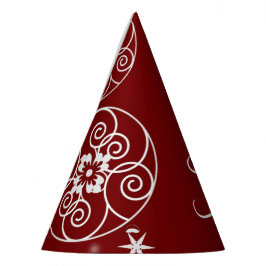Chapéu De Festa Christmas Party White Ornaments Stars Red Elegant