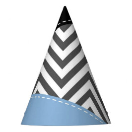 Chapéu De Festa Cinza Zigzag, Cinza Chevron, Zigzag Patterno, Azul