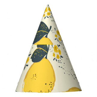 Chapéu De Festa Citros coloridos, padrão de flor de limão.