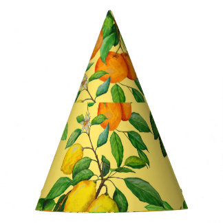 Chapéu De Festa Citrus, pera, cereja: impressão de aquarela.
