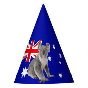 Chapéu De Festa Coala com fundo da bandeira australiana  