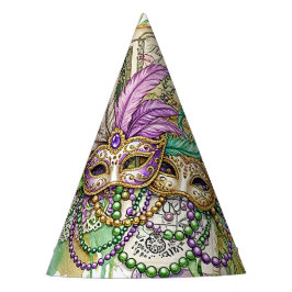 Chapéu De Festa Colagem do Mardi Gras manchado